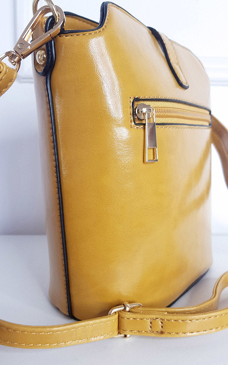 Faux Leather Crossbody Bag with Gold Detail and Adjustable Strap-5