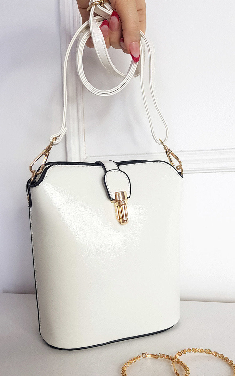 Faux Leather Crossbody Bag with Gold Detail and Adjustable Strap-1