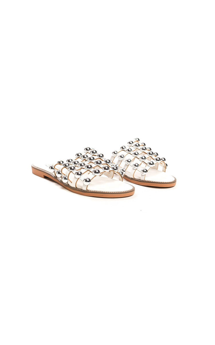 Studded Caged Open Toe Sliders-6