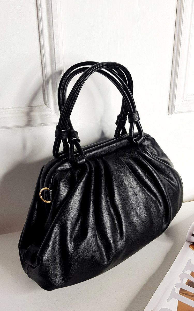 Faux Leather Bag with Handle Detail-0