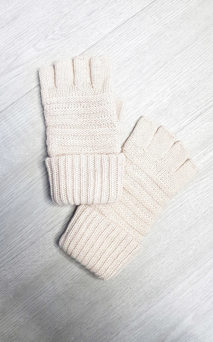 Fingerless Gloves with Stripe Detail-2