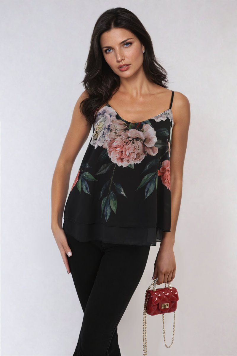 Floral Print Layered Cami Top-2