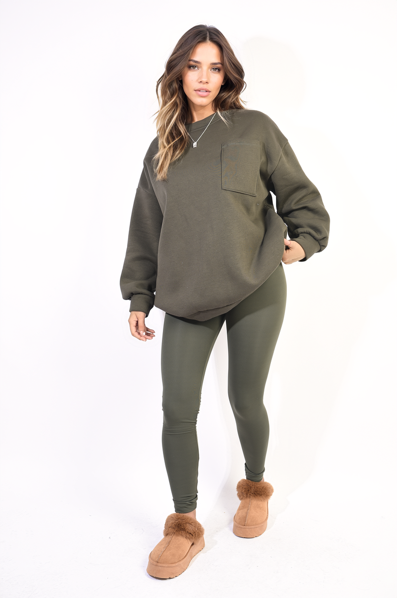 Oversized Pocket Sweatshirt and Leggings Co-ord Set-4