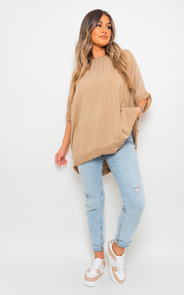 Oversized Sequin Trim Top-7