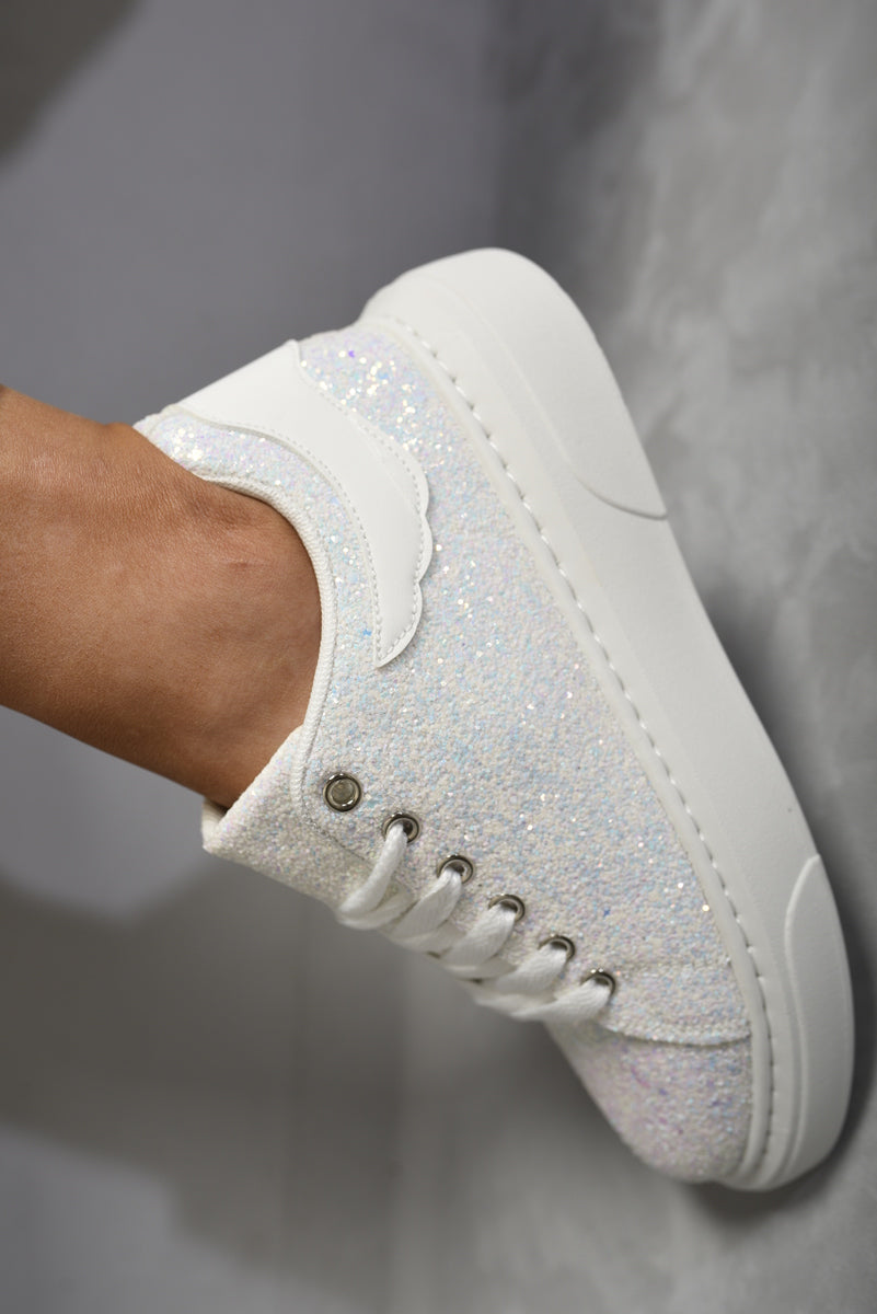 Glitter Lace Up Slip On Trainers-0