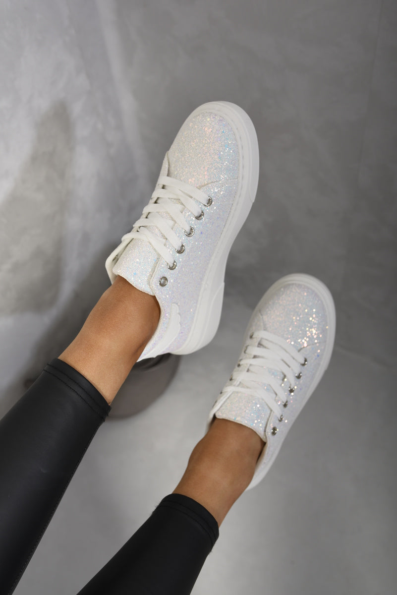 Glitter Lace Up Slip On Trainers-2