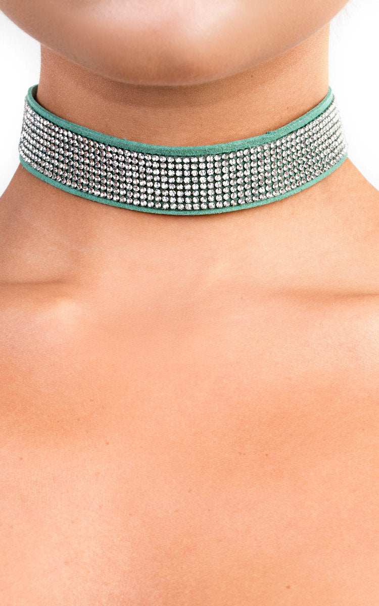 Suede Diamante Choker-0