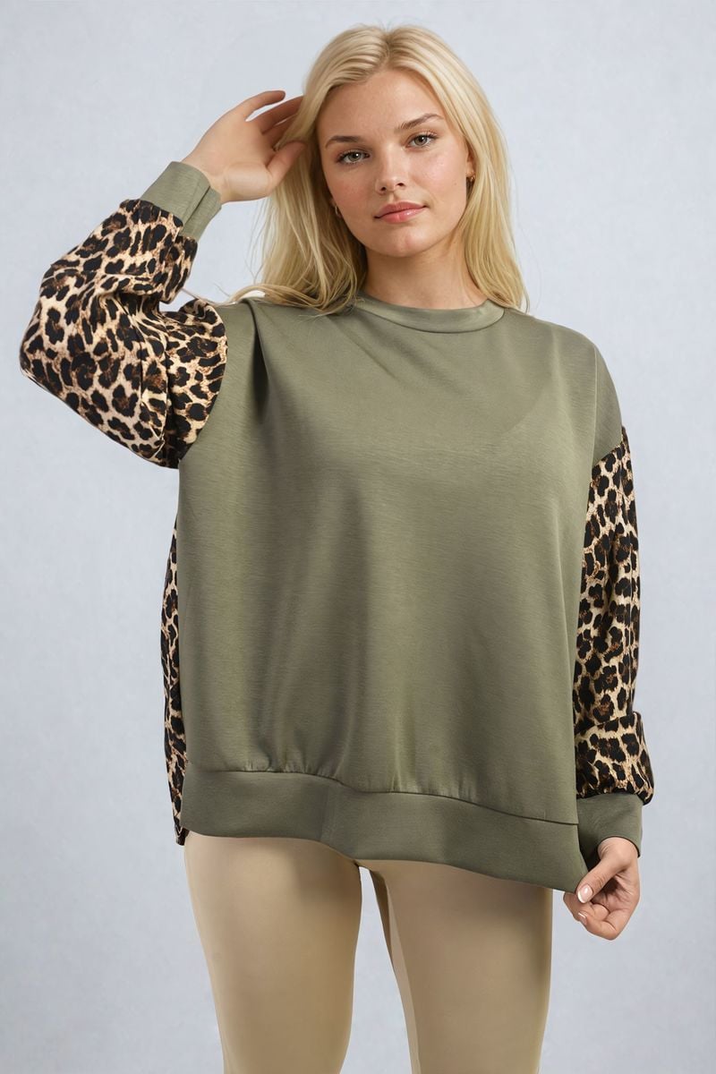 Leopard Print Long Sleeve Knitted Jumper-4