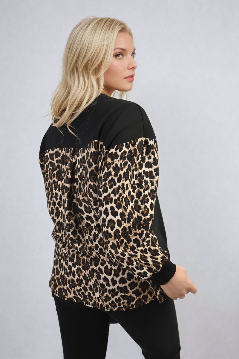 Leopard Print Long Sleeve Knitted Jumper-6