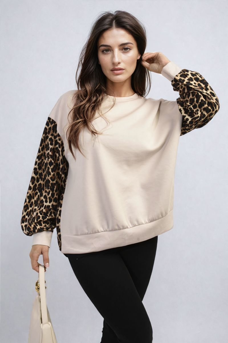 Leopard Print Long Sleeve Knitted Jumper-0