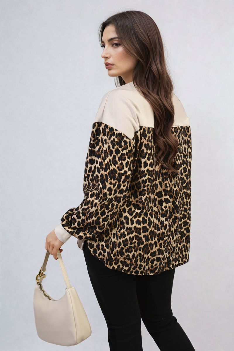 Leopard Print Long Sleeve Knitted Jumper-3