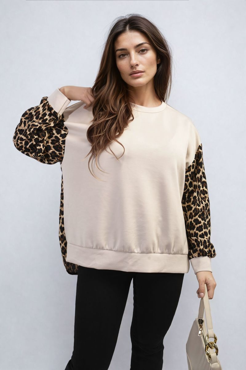 Leopard Print Long Sleeve Knitted Jumper-2