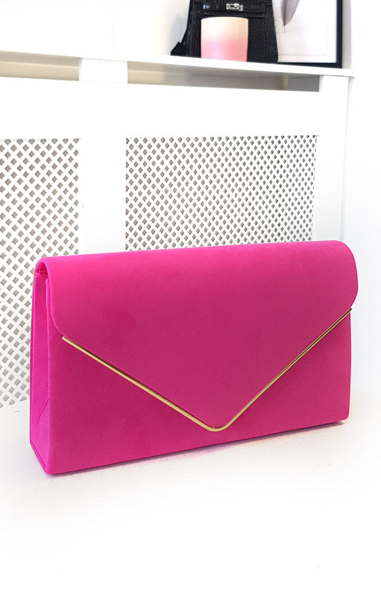 Faux Suede Envelope Clutch Bag-4