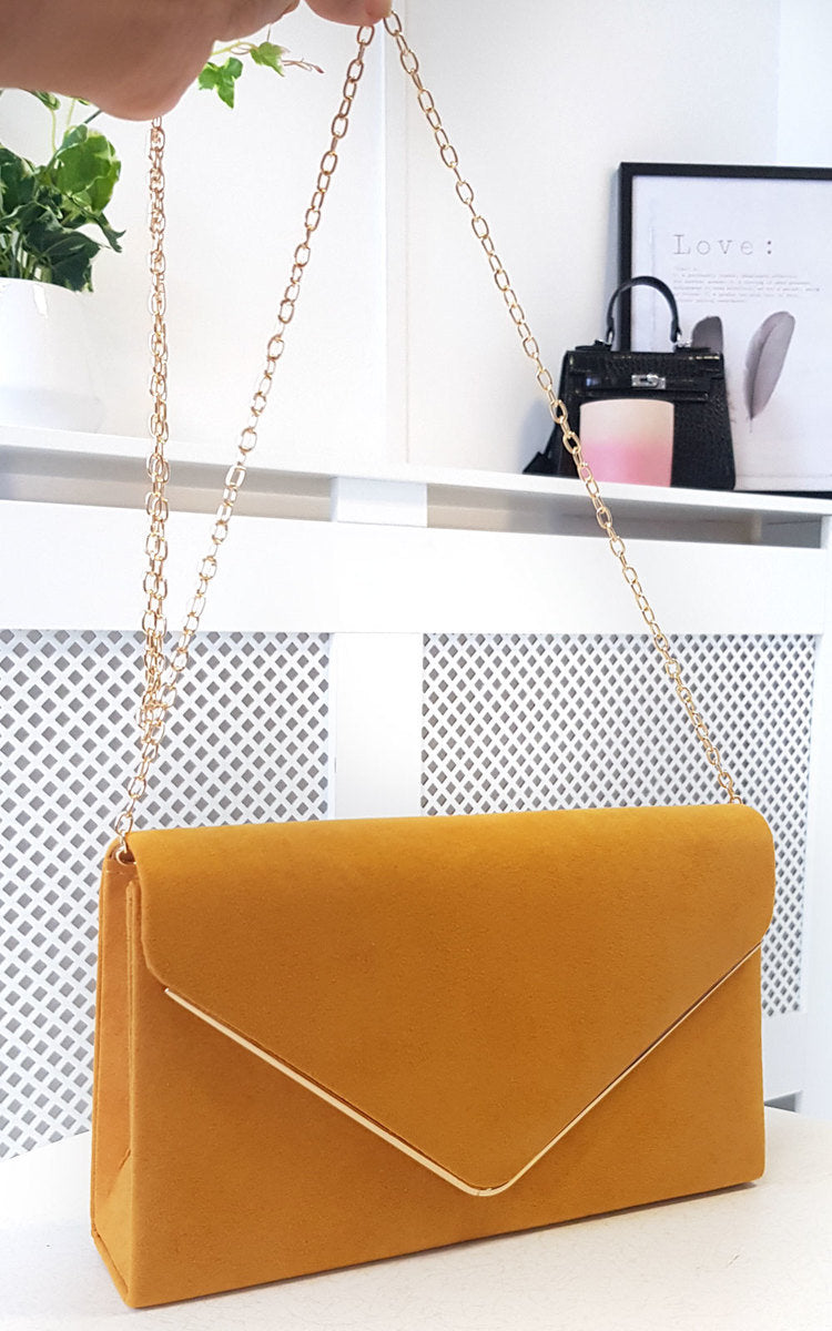 Faux Suede Envelope Clutch Bag-3