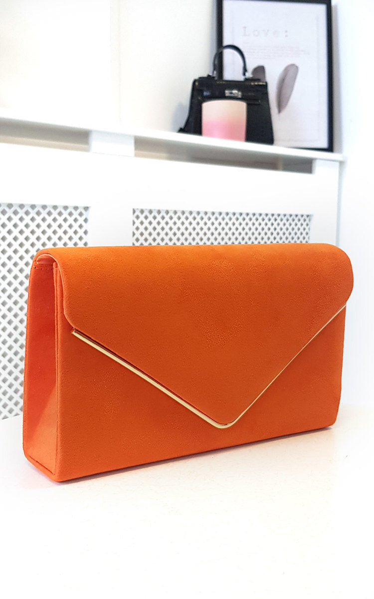 Faux Suede Envelope Clutch Bag-1