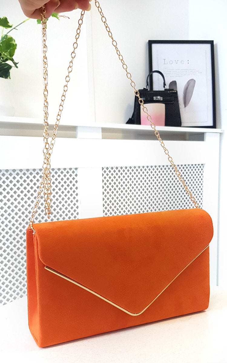 Faux Suede Envelope Clutch Bag-0