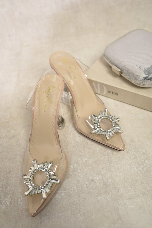 Embellished Vinyl Transparent High Heels-0