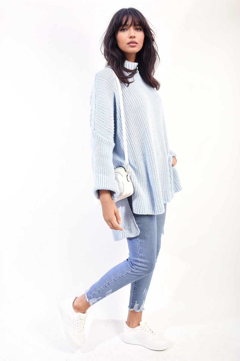 Oversized High Neck Knitted Jumper-2