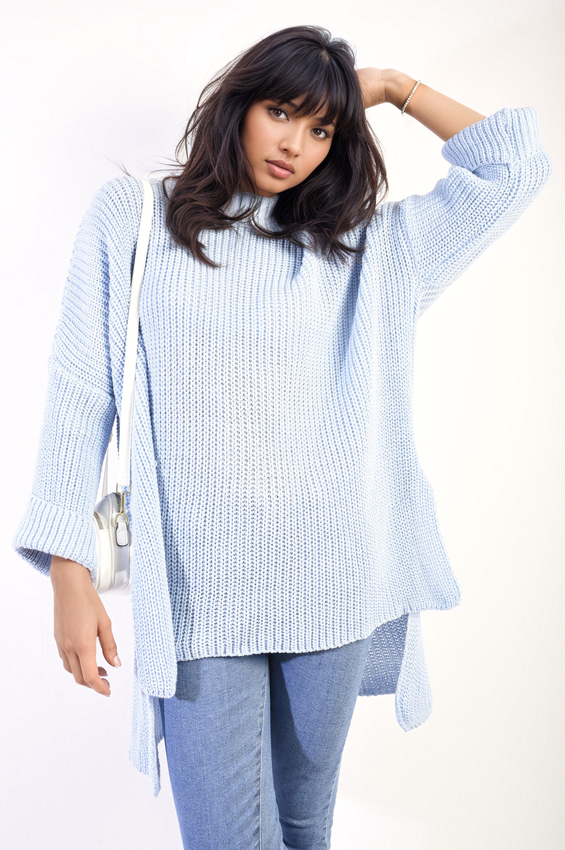 Oversized High Neck Knitted Jumper-3