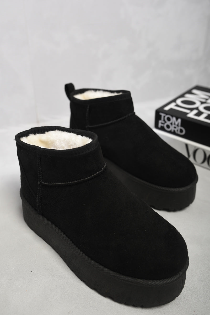 Faux Suede Ultra Mini Ankle Platform Boots-0