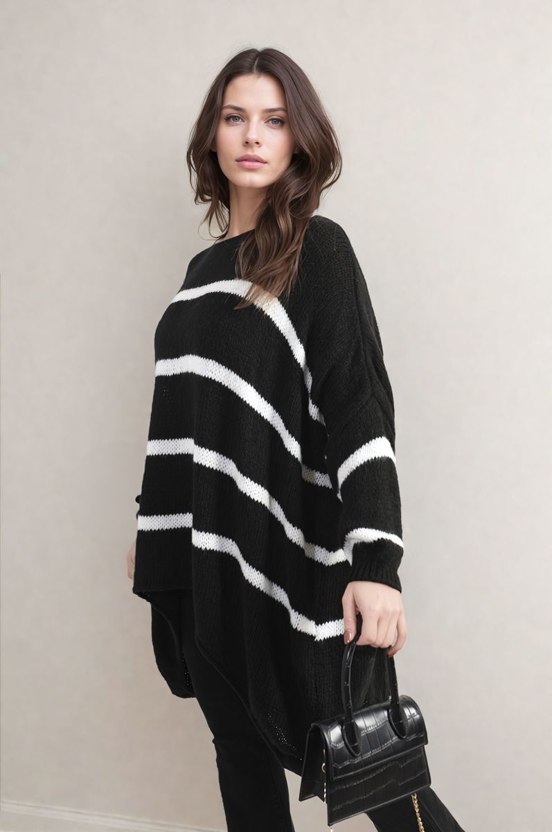 Stripe Oversized Knitted Jumper-1