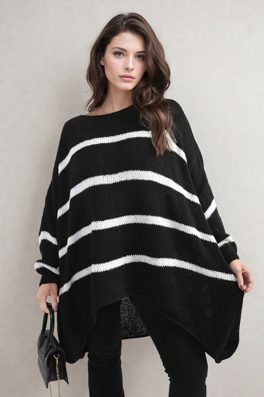 Stripe Oversized Knitted Jumper-0