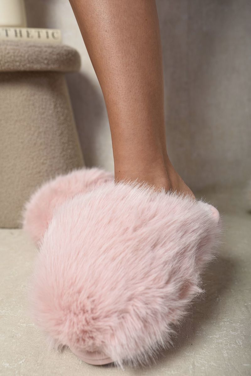 Fluffy Faux Fur Winter Sandals-5