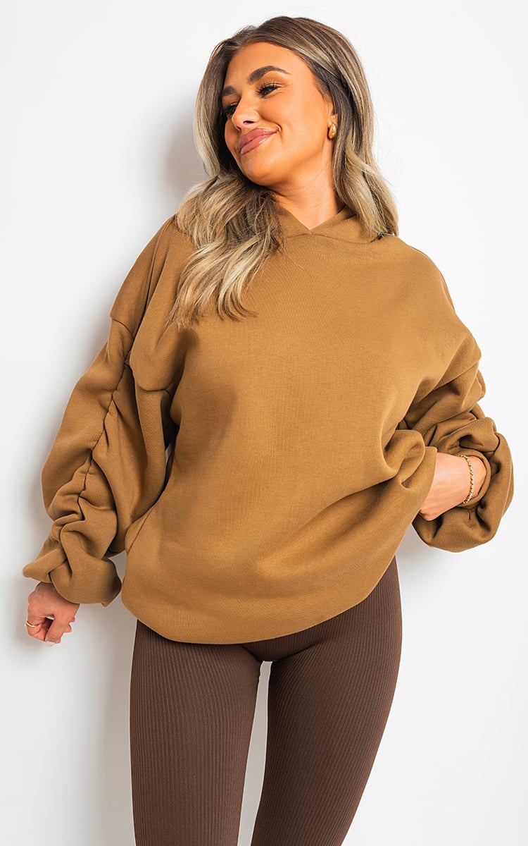 Fall Winter Oversized Ruched Sleeves Hoodie-9