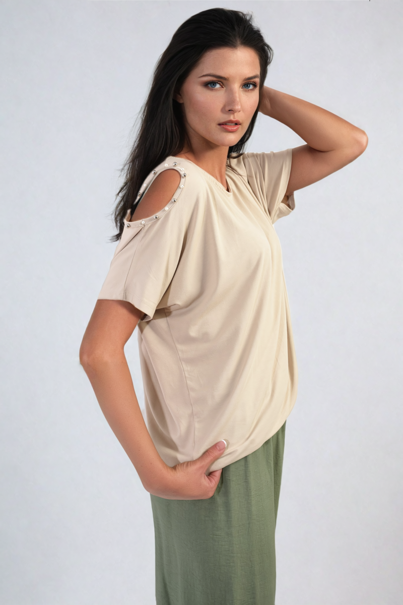 Pearl Cold Shoulder Top-4