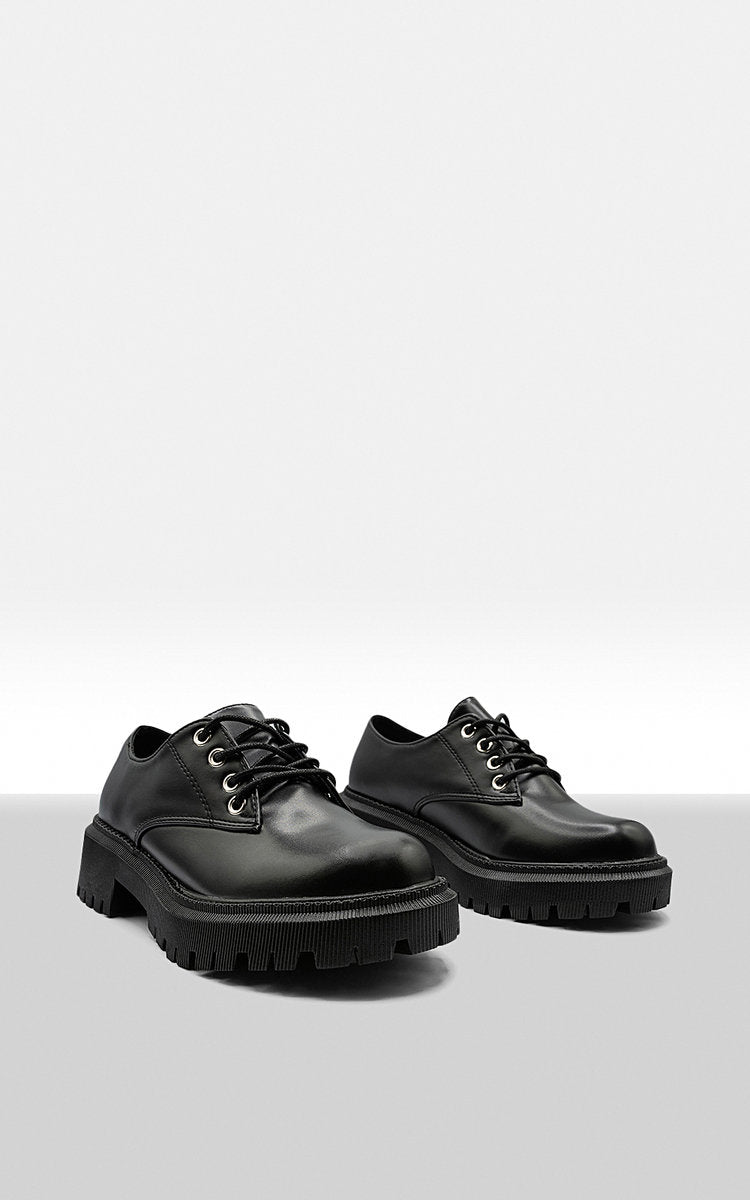 Chunky Faux Leather Derby Shoes-6