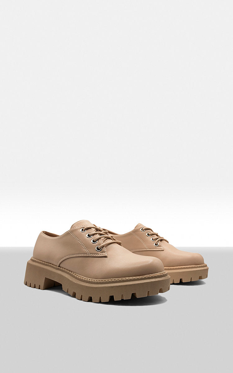 Chunky Faux Leather Derby Shoes-5