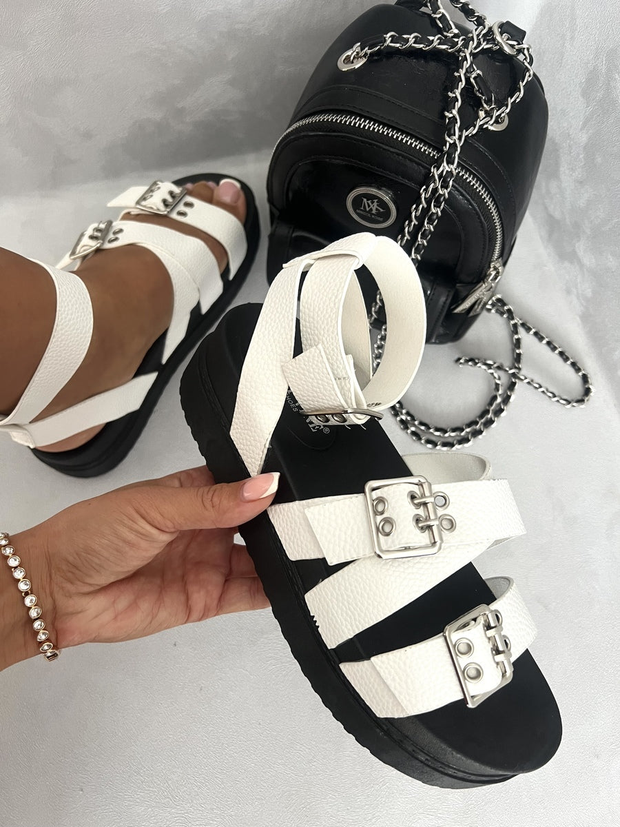 Multi Strap Ankle Buckle Chunky Sandals-2