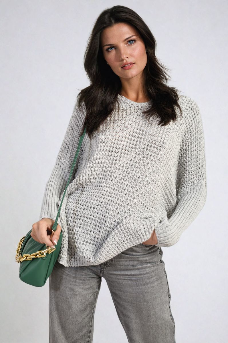 Long Back Knitted Long Sleeve Jumper-3