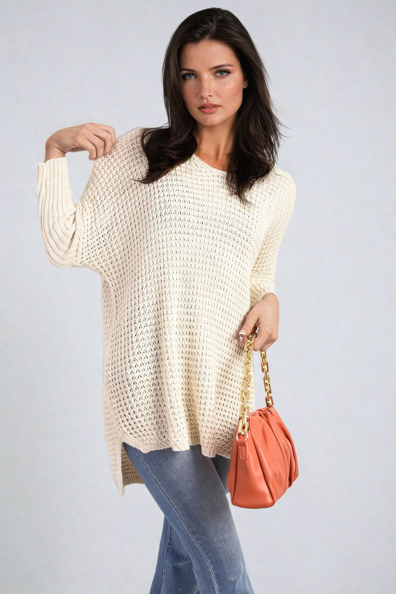 Long Back Knitted Long Sleeve Jumper-7