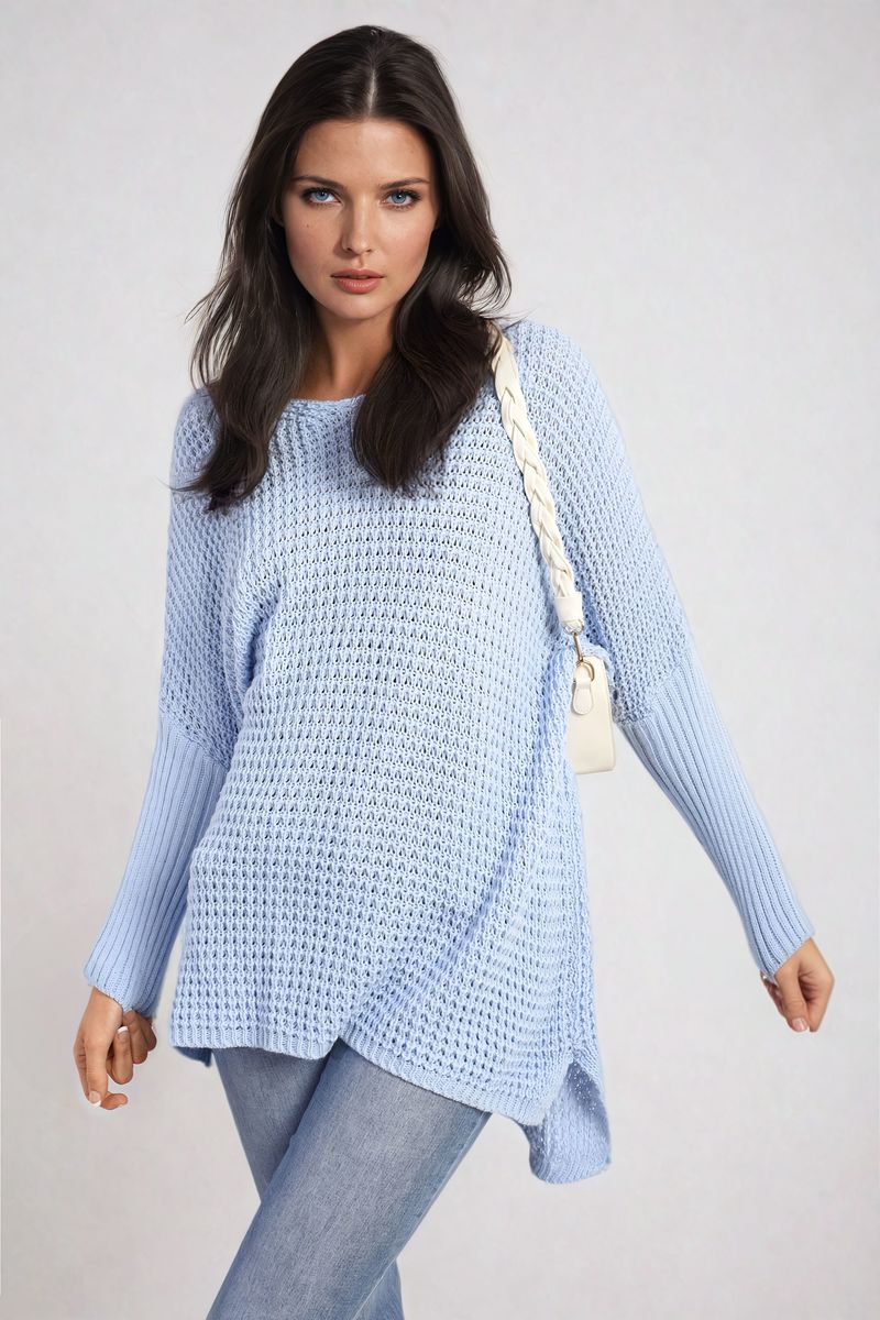 Long Back Knitted Long Sleeve Jumper-6