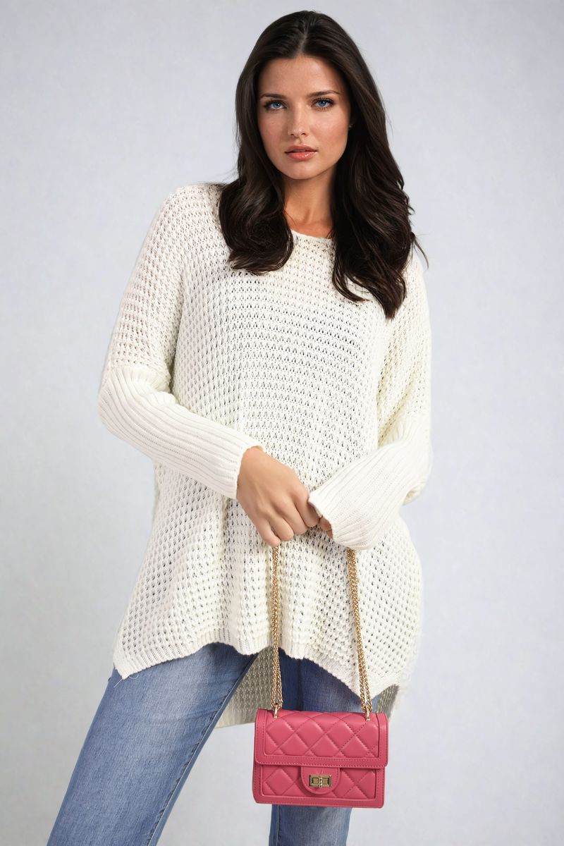 Long Back Knitted Long Sleeve Jumper-0