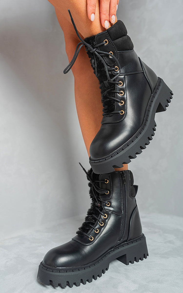 Chunky Lace Up Platform Ankle Boots-4