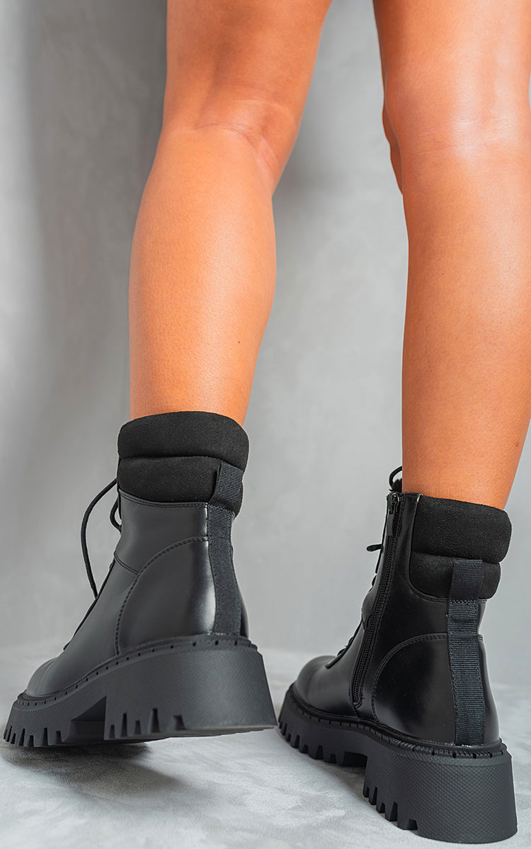 Chunky Lace Up Platform Ankle Boots-2