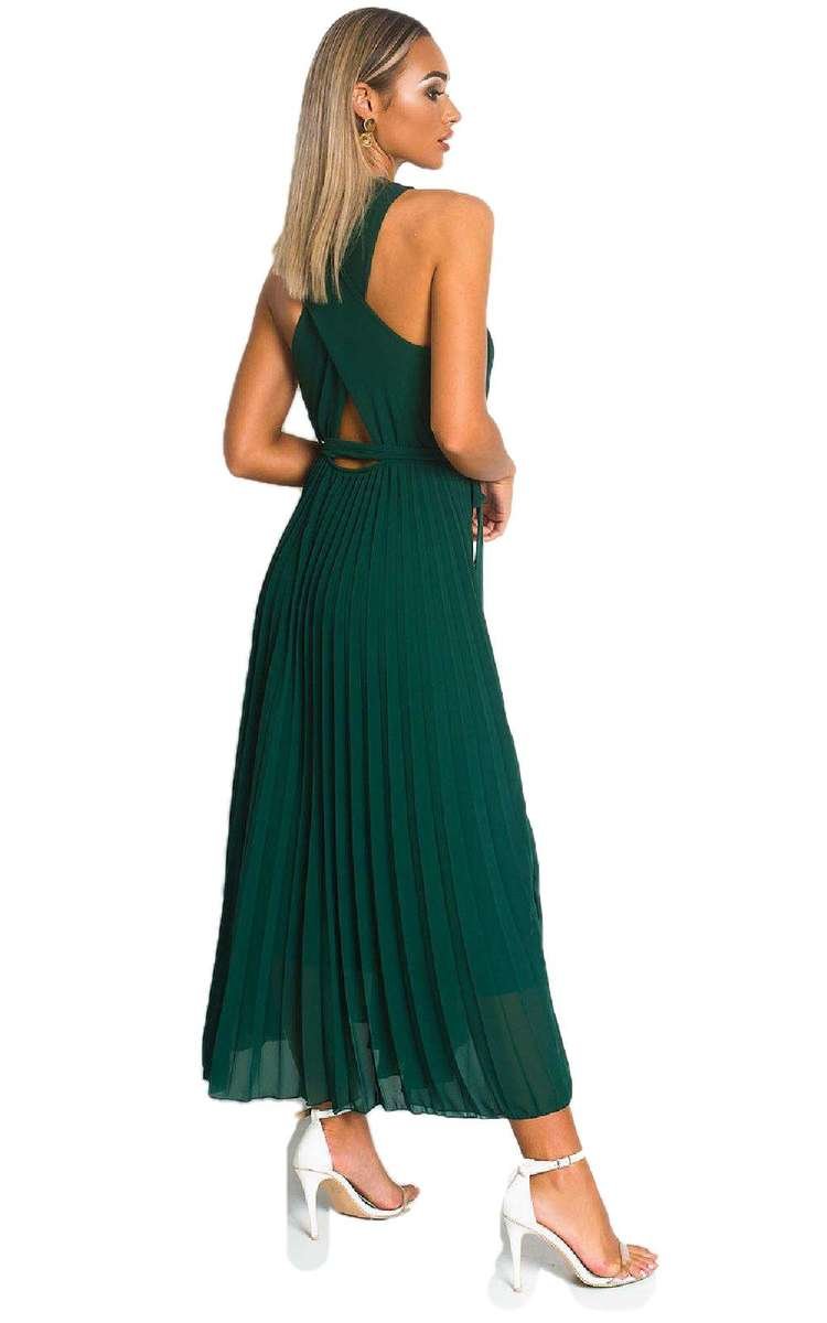 Pleated Crossover Maxi Dress-3