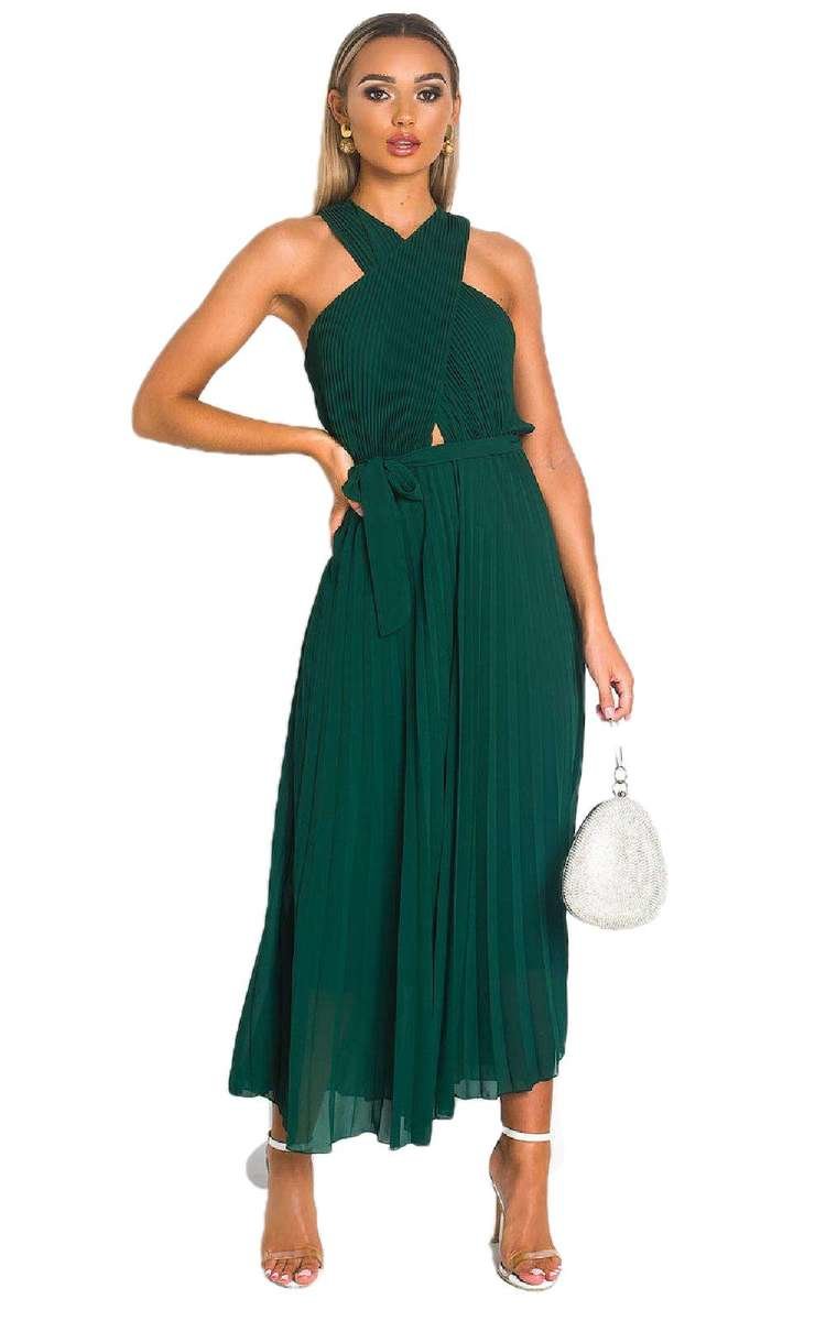 Pleated Crossover Maxi Dress-11