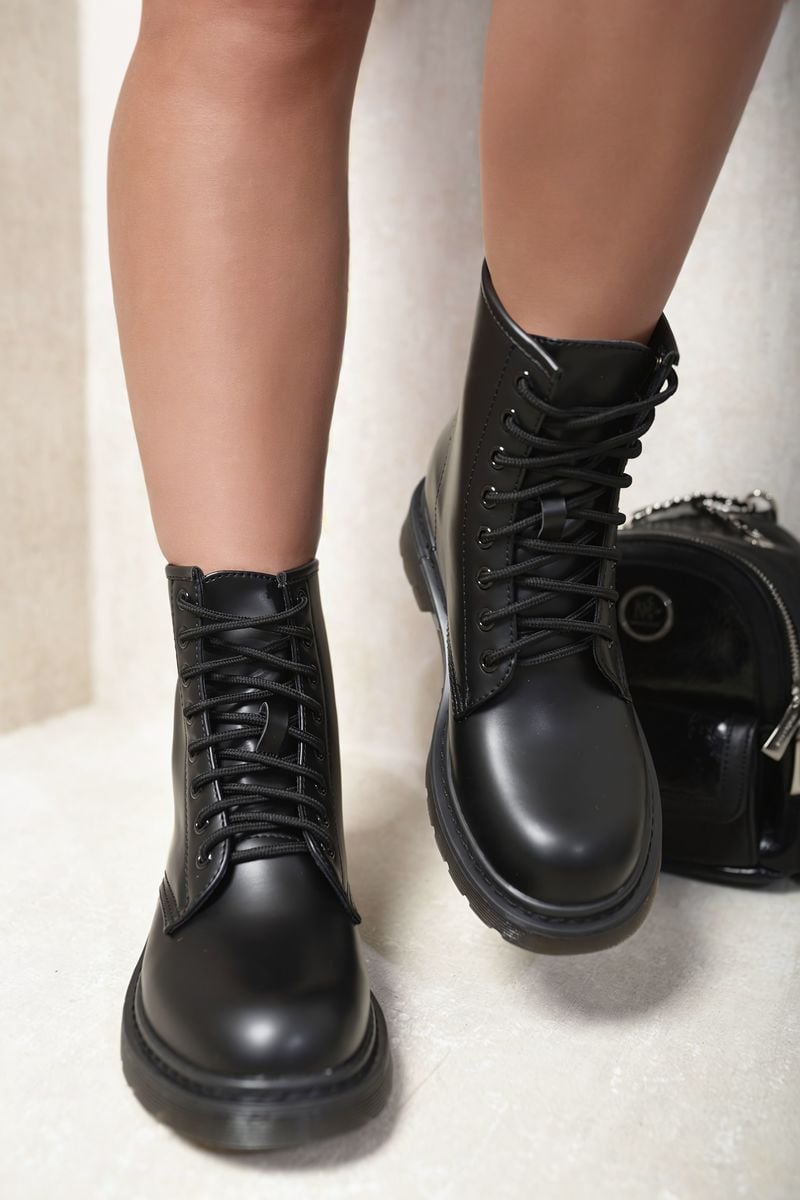 Lace-Up Platform Ankle Boots-3