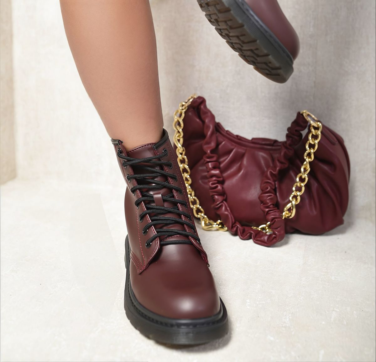 Lace-Up Platform Ankle Boots-2