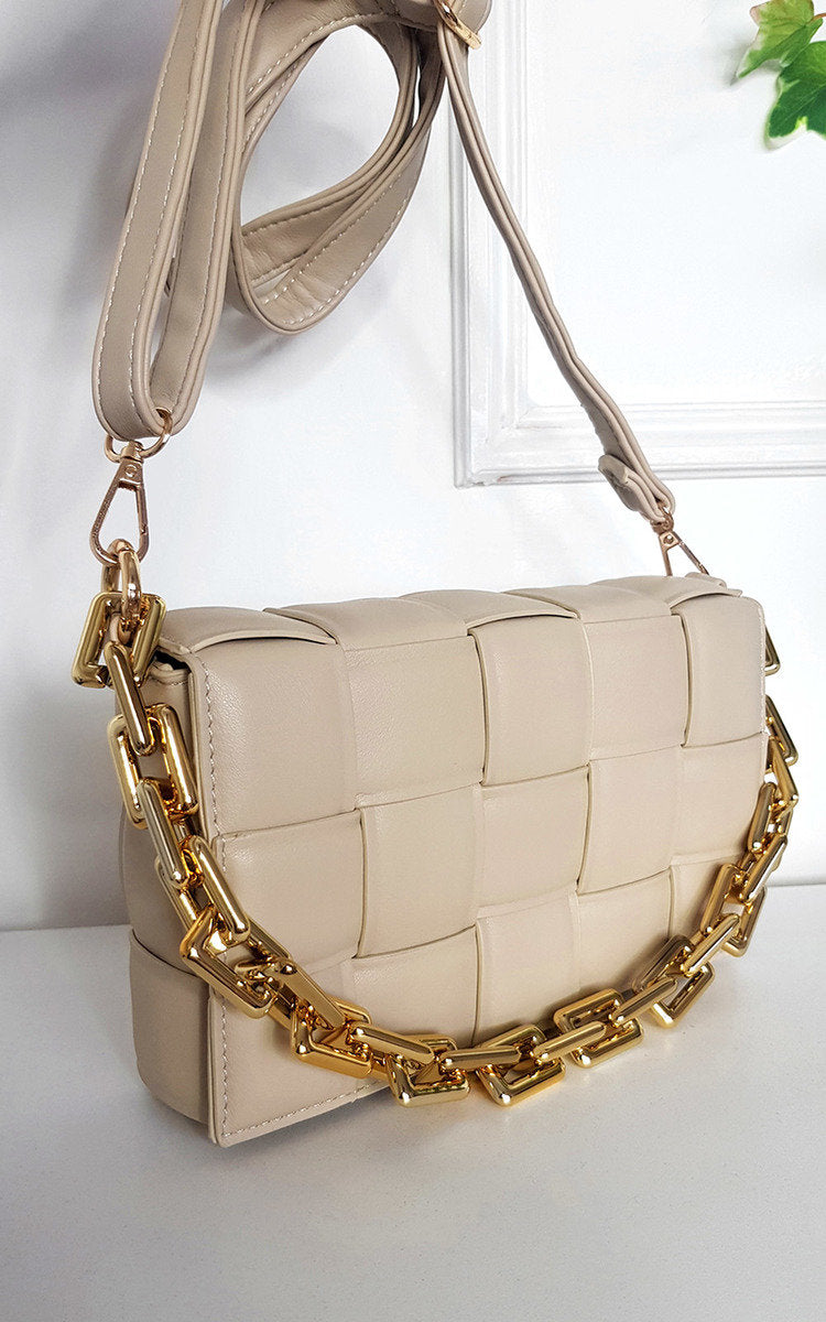 Padded Shoulder Bag with Chain Detail-2