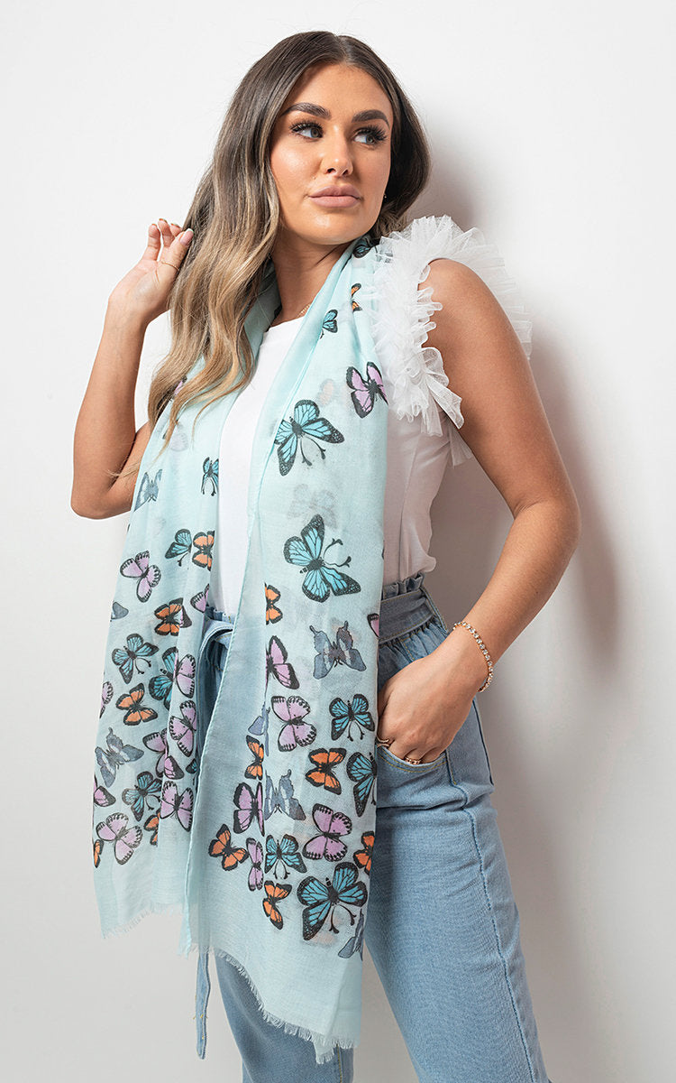 Butterfly Print Maxi Scarf