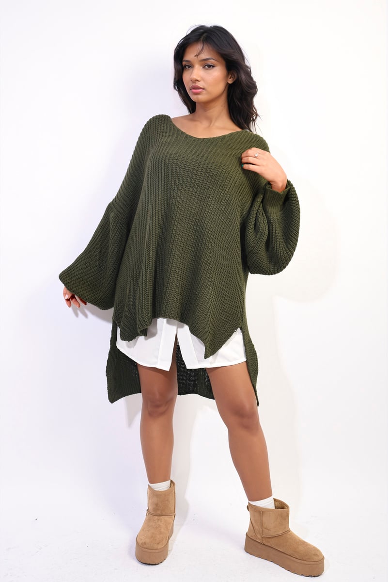 Oversized Long Back Knitted Mini Dress-7