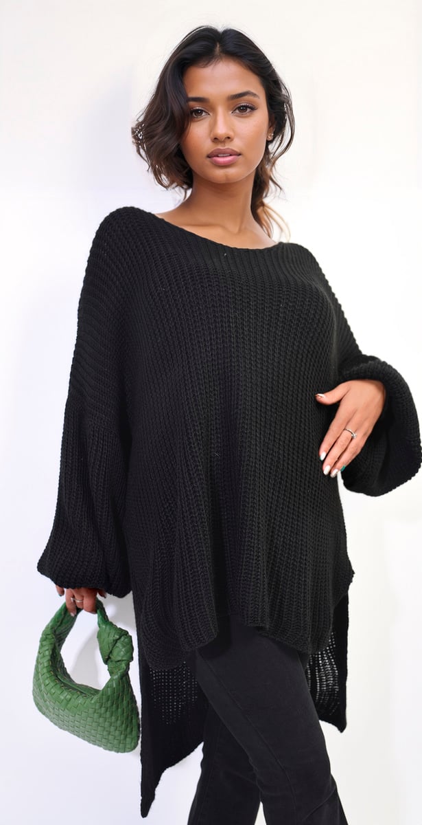 Oversized Long Back Knitted Mini Dress-8