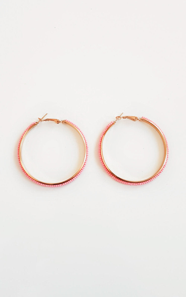 Beaded Hoop Earrings-2