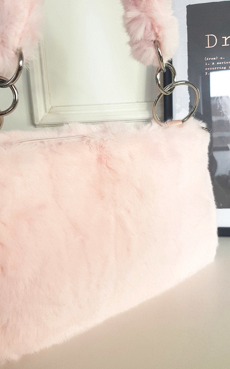 Faux Fur Shoulder Bag with Fluffy Strap-1