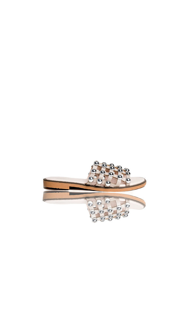 Studded Caged Open Toe Sliders-3