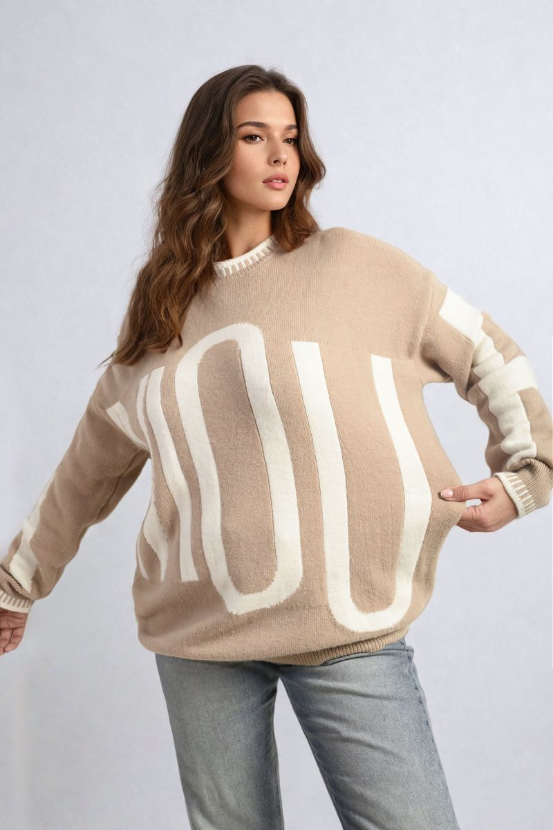 Amour Graphic Long Sleeve Knitted Jumper-5